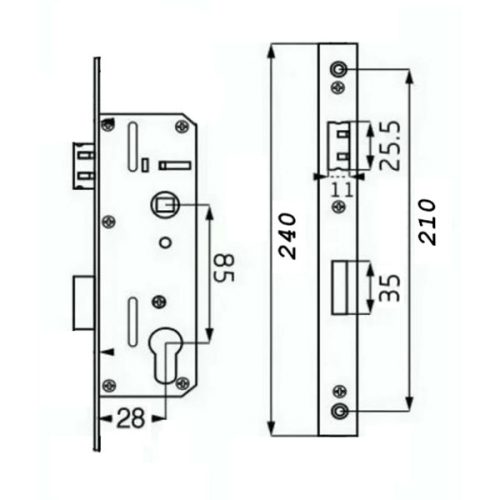 Protini kilincsemeléses bevésőzár 28/85