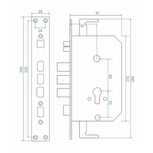 Protini automata bevésőzár 60/68 kampóval 24-es előlappal