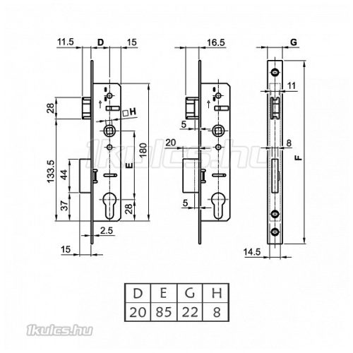 Euro Elzett Europortál portálzár 20/85/22 VN