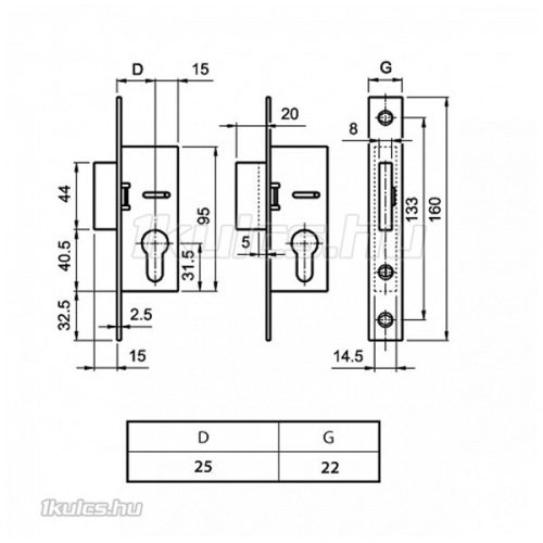 Euro Elzett Europortál reteszzár 25/22