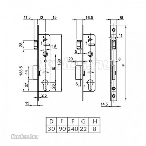 Euro Elzett Europortál portálzár 30/90/22