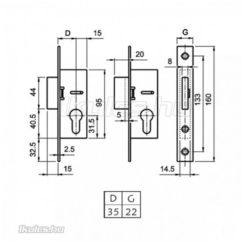 Euro Elzett Europortál reteszzár 35/22