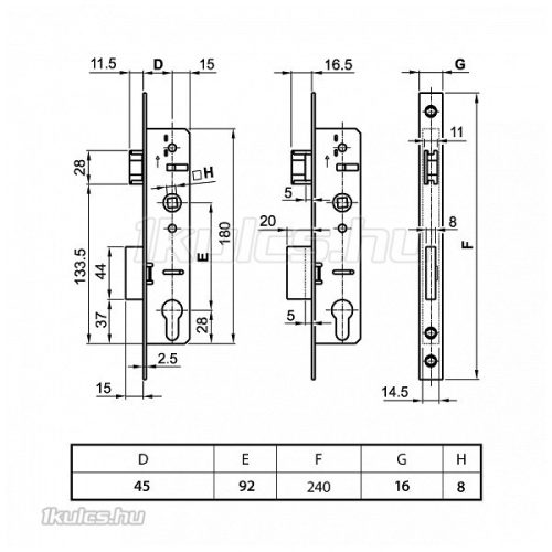Europortál portálzár 45/92/16