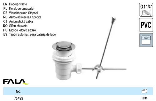 FALA75499 Mosdó lefolyó műanyag automata leeresztővel