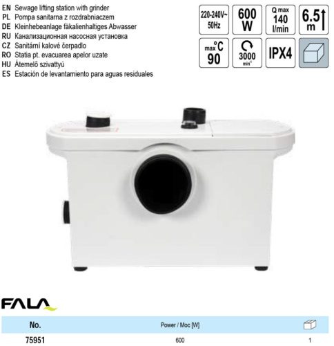 FALA75951 Darálós szennyvíz szivattyú 600W