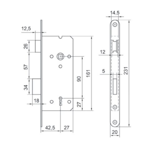 Feroneria kulcsos bevéső zár 42.5/90/20