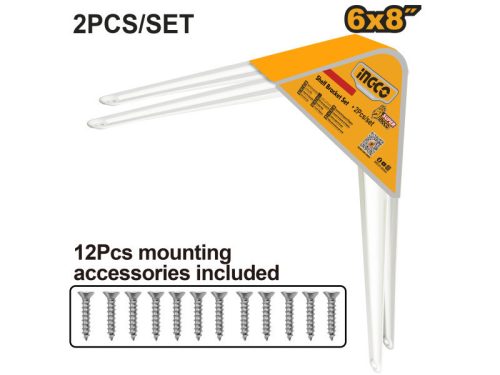 INGCO HSB10608 Polctartó konzol fehér 150 x 200 mm 2 db/csomag