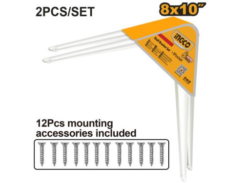 INGCO HSB10810 Polctartó konzol fehér 200 x 250 mm 2 db/csomag