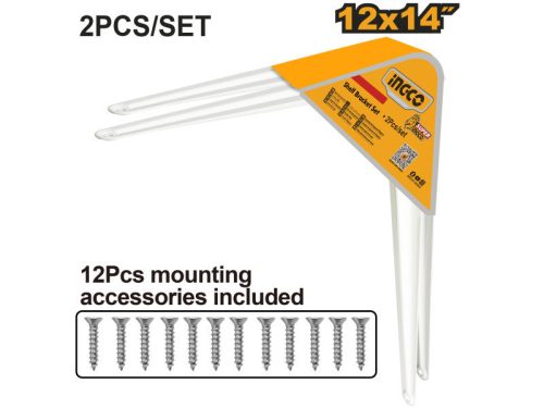 INGCO HSB11214 Polctartó konzol fehér 300 x 350 mm 2 db/csomag