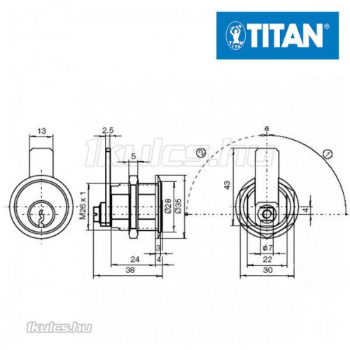 Titan K1 KO-13 bútorzár
