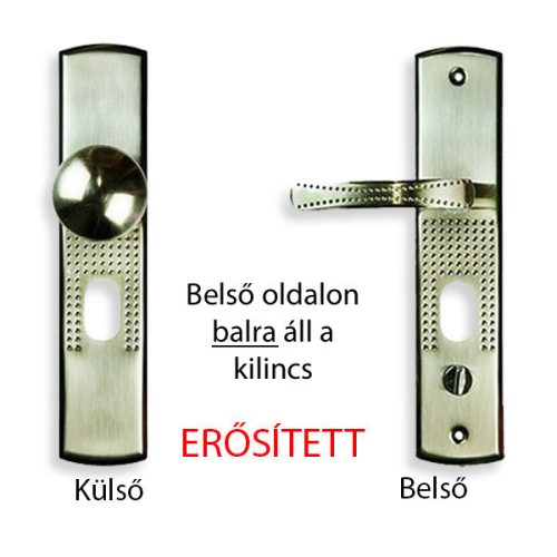 Hi-sec bizt. ajtó kilincs gombos (bal), világítással