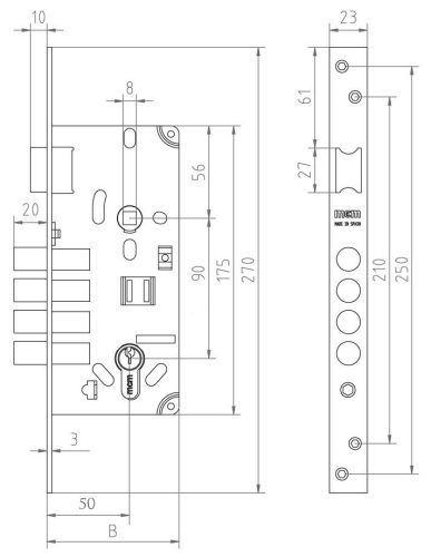 MCM 601M bevésőzár 50/90