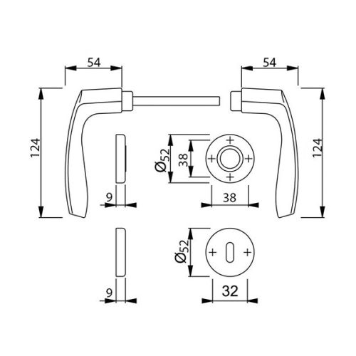 Hoppe Milano rozettás kilincs Cilinderes F1