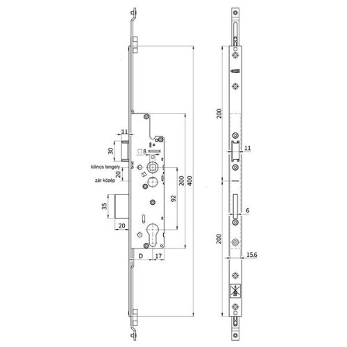 Euro-Elzett MultiModul Soft Basic Felfelé záró Főzár 25/92 Kilincsemeléses (MMB 25/92/16/8/400) (EE-MM005)