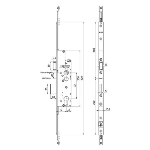 Euro-Elzett MultiModul Soft Basic Felfelé záró Főzár 30/92 Kilincsemeléses (MMB 30/92/16/8/400) (EE-MM006)