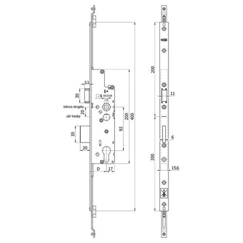 Euro-Elzett MultiModul Komfort Lefelé záró Főzár 35/92 Kulcsműködtetésű (MMK 35/92/16/8/400) (EE-MM007)