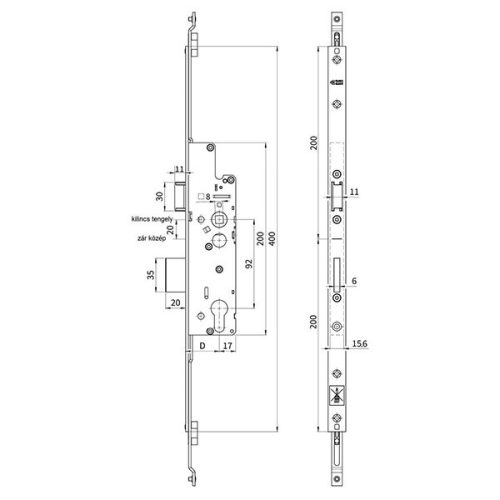Euro-Elzett MultiModul Komfort Lefelé záró Főzár 45/92 Kulcsműködtetésű (MMK 45/92/16/8/400) (EE-MM008)