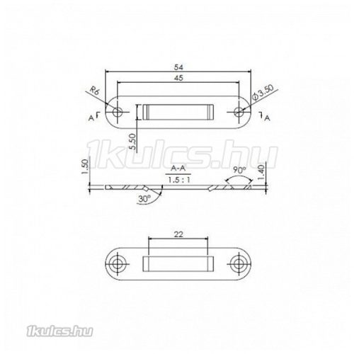 Siso ZÁRÓLEMEZ bútorzárhoz egyenes