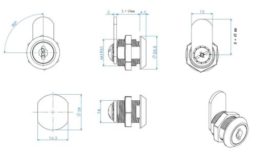 Siso Lemezszekrény zár 19 16 45mm.nyelv (14.04.469-0)