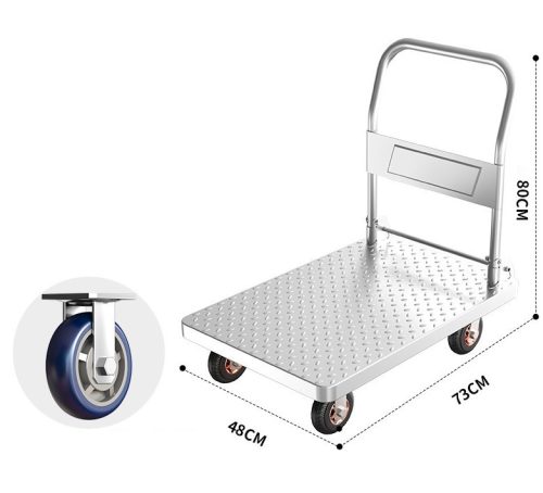 Acél raktárkocsi, kézikocsi 73x48cm, 240kg teherbírás