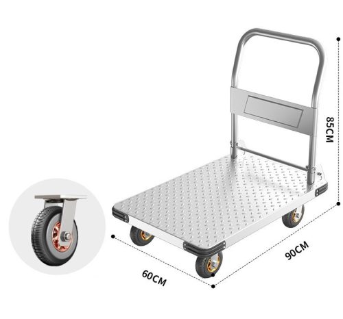 Acél raktárkocsi, kézikocsi 90x60 cm, 425 kg teherbírás