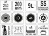 YATO YG-00003 GASTRO Fazék fedővel 9 liter 240 x 200 mm inox