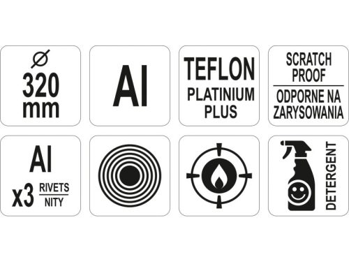 YATO YG-00133 GASTRO Serpenyő teflon bevonattal 320 mm alumínium