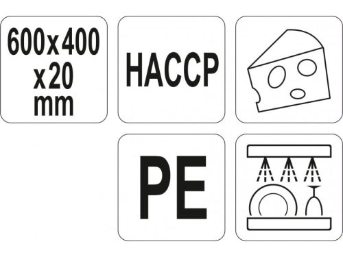 YATO YG-02184 GASTRO Vágódeszka 600 x 400 x 20 mm fehér