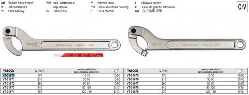 YATO YT-01670 Állítható körmös kulcs 15-35 mm / 170 mm CrV