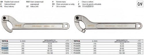 YATO YT-01672 Állítható körmös kulcs 50-80 mm / 280 mm CrV
