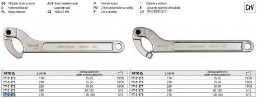 YATO YT-01674 Állítható körmös kulcs 120-180 mm / 470 mm CrV