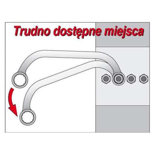 YATO YT-0175 Hajlított csillagkulcs 19 x 22 mm / 260 mm ipari CrV 6140