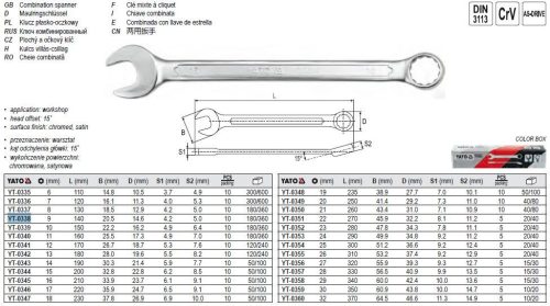 YATO YT-0338 Csillag-villáskulcs 9 mm / 140 mm CrV