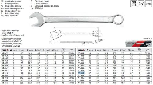 YATO YT-0356 Csillag-villáskulcs 27 mm / 320 mm CrV