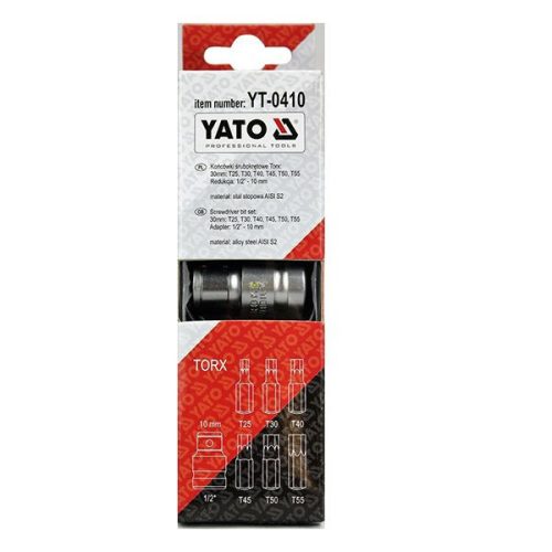 YATO YT-0410 Torx bit készlet 7 részes (1/2 Col T25-T50)