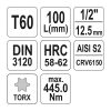 YATO YT-04328 Hosszú bit dugókulcs Torx 1/2 Col T60 CrV