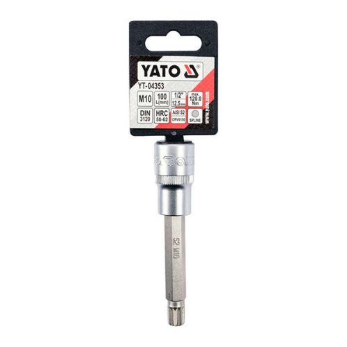 YATO YT-04353 Hosszú bit dugókulcs Spline 1/2 Col M10 CrV