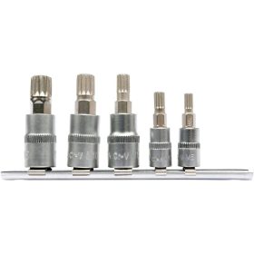   YATO YT-04360 Bit dugókulcs készlet 5 részes Spline 1/4 Col, 3/8 Col CrV
