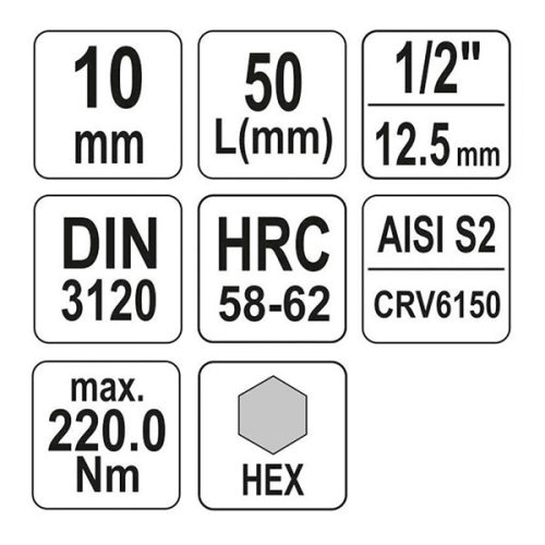 YATO YT-04385 Bit dugókulcs Imbusz 1/2 Col 10 mm CrV
