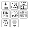 YATO YT-04390 Hosszú bit dugókulcs Imbusz 1/2 Col 4 mm CrV