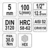 YATO YT-04391 Hosszú bit dugókulcs Imbusz 1/2 Col 5 mm CrV