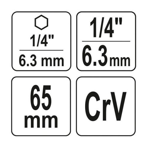 YATO YT-04625 Dugókulcs adapter 1/4 Col Hex -> 1/4 Col négyszög CrV