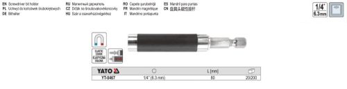 YATO YT-0467 Bithegy-tartó 80 mm 1/4 Col mágneses (rugalmas borítással)