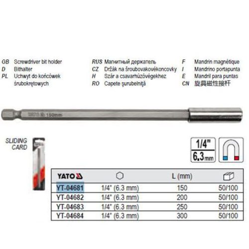YATO YT-04681 Bithegy-tartó 150 mm 1/4 Col mágneses