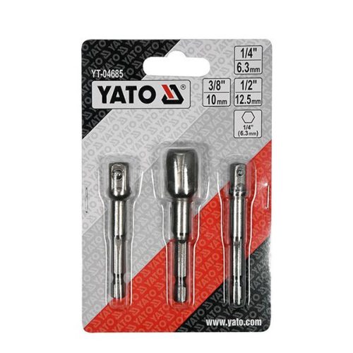 YATO YT-04685 Dugókulcs adapter készlet 3 részes 1/4 Col Hex -> 1/4 Col, 3/8 Col, 1/2 Col négyszög