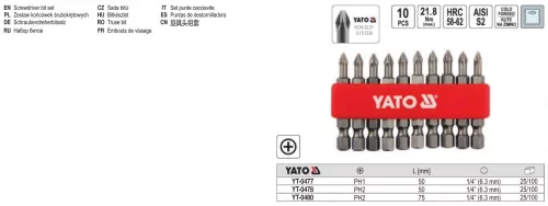 YATO YT-0478 Bithegy PH2 1/4 Col 50 mm (10 db/cs)