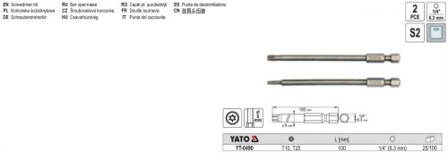 YATO YT-0490 Bithegy T10 + T25 1/4 Col 100 mm 2 db/bl.