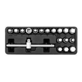   YATO YT-0599 Olajleeresztő kulcs készlet 18 részes 5/16 Col-3/8 Col, 8 mm,10 mm, 7-14 mm, 10 mm, 8-17 mm 3/8 Col C