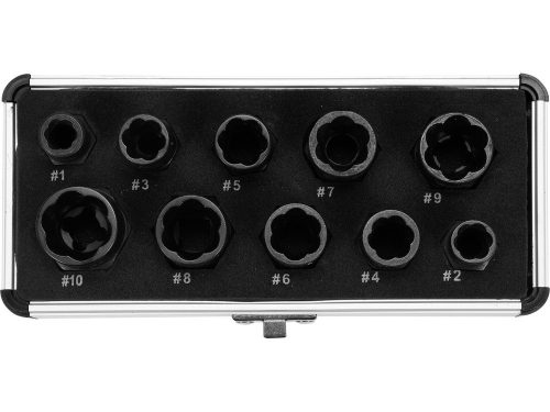 YATO YT-06031 Roncsolt csavarfej leszedő készlet 10 részes 3/8 Col 9-19 mm