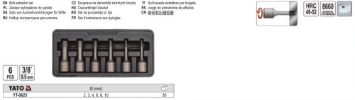 YATO YT-0623 Törtcsavar kiszedő készlet 6 részes 3/8 Col M2-M10